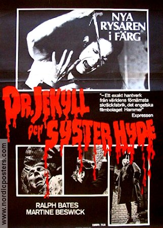 Dr Jekyll and Sister Hyde 1971 movie poster Ralph Bates Martine Beswick Gerald Sim Roy Ward Baker