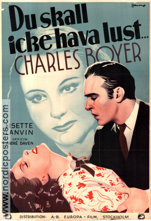 Orage 1938 movie poster Charles Boyer Michele Morgan Lisette Lanvin Marc Allégret Eric Rohman art