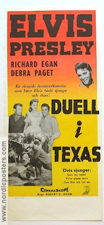 Duell i Texas 1956 poster Elvis Presley Richard Egan Debra Paget Robert D Webb Instrument Musikaler