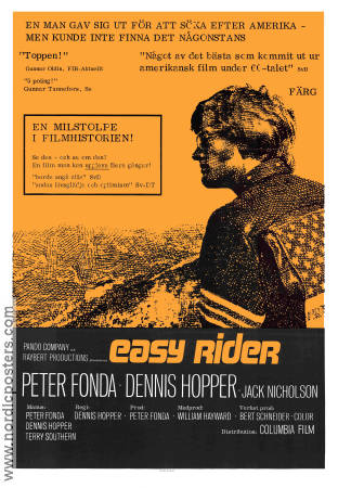 Easy Rider 1969 movie poster Peter Fonda Jack Nicholson Dennis Hopper Motorcycles Cult movies