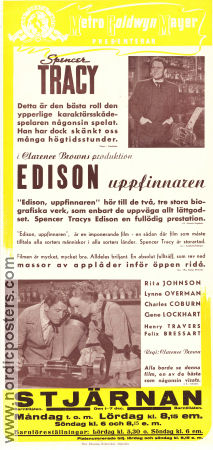 Edison uppfinnaren 1940 poster Spencer Tracy Rita Johnson Lynne Overman Clarence Brown