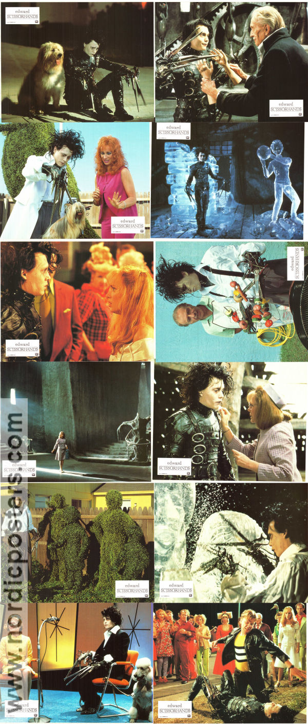 Edward Scissorhands 1990 lobby card set Johnny Depp Winona Ryder Tim Robbins Tim Burton