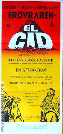 El Cid 1961 movie poster Charlton Heston Sophia Loren