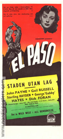 El Paso 1949 movie poster John Payne Gail Russell Sterling Hayden Lewis R Foster