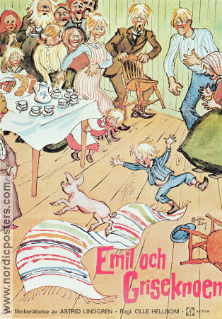 Emil och griseknoen 1972 movie poster Allan Edwall Björn Gustafson Jan Ohlsson Olle Hellbom Writer: Astrid Lindgren Find more: Lönneberga