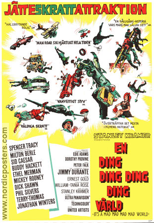 It´s a Mad Mad Mad Mad World 1963 movie poster Spencer Tracy Mickey Rooney Sid Caesar Buddy Hackett Peter Falk Stanley Kramer Planes Cars and racing