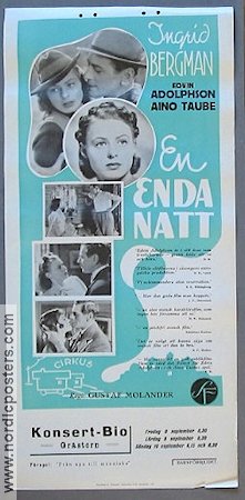 En enda natt 1939 movie poster Ingrid Bergman
