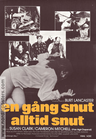 The Midnight Man 1974 movie poster Burt Lancaster Susan Clark Cameron Mitchell Roland Kibbee Police and thieves