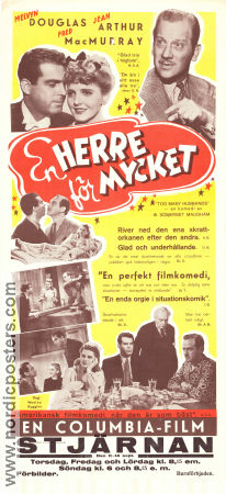 En herre för mycket 1940 poster Jean Arthur Melvyn Douglas Fred MacMurray Wesley Ruggles