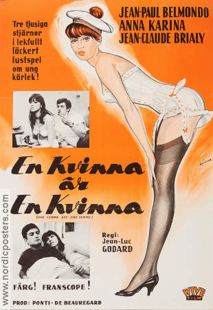 une femme est une femme 1961 movie poster Anna Karina Jean Paul Belmondo Jean-Luc Godard Poster artwork: Walter Bjorne