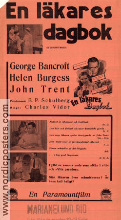 A Doctor´s Diary 1937 movie poster George Bancroft Helen Burgess Charles Vidor