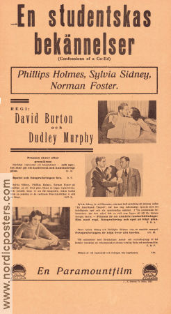 Confessions of a Co-Ed 1931 movie poster Sylvia Sidney Phillips Holmes Norman Foster David Burton