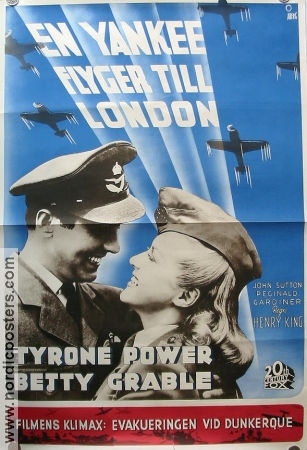 En yankee flyger till London 1941 poster Tyrone Power Betty Grable John Sutton Henry King Flyg