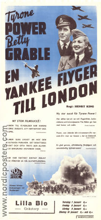 En yankee flyger till London 1941 poster Tyrone Power Betty Grable John Sutton Henry King Flyg