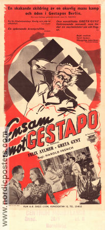 Ensam mot Gestapo 1944 poster Felix Aylmer Greta Gynt Walter Rilla Harold French Hitta mer: Nazi