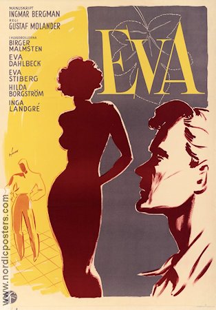 Eva 1948 movie poster Birger Malmsten Eva Stiberg Eva Dahlbeck Gustaf Molander Writer: Ingmar Bergman