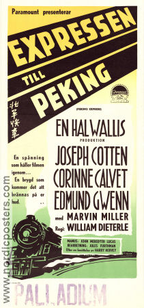 Expressen till Peking 1951 poster Joseph Cotten Corinne Calvet Edmund Gwenn William Dieterle Asien Tåg Film Noir