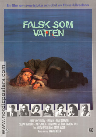 Falsk som vatten 1985 movie poster Malin Ek Stellan Skarsgård Magnus Uggla Hans Alfredson Production: AB Svenska Ord