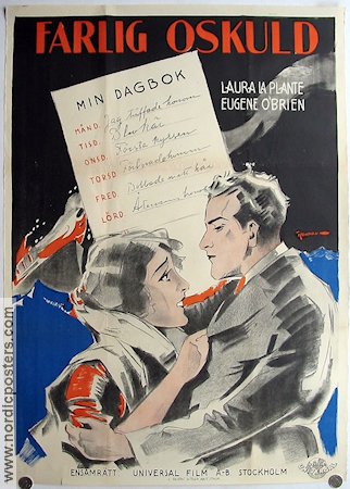 Dangerous Innocence 1925 movie poster Laura La Plante Eugene O´Brien Eric Rohman art Find more: Silent movie