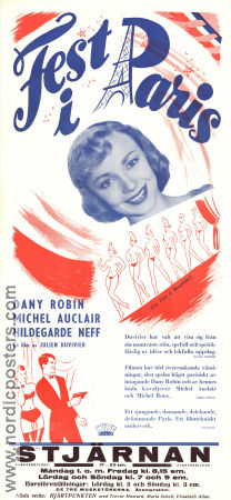 Fest i Paris 1952 poster Dany Robin Michel Auclair Hildegard Knef Julien Duvivier