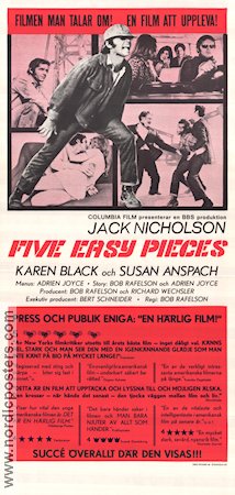 Five Easy Pieces 1970 movie poster Jack Nicholson Susan Anspach Karen Black Bob Rafelson
