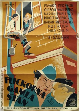 Flickorna från Gamla Stan 1934 movie poster Edvard Persson Gideon Wahlberg Karin Ekelund Schamyl Bauman Find more: Stockholm