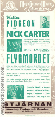 Flygmordet 1940 poster Walter Pidgeon Donald Meek Karen Verne George B Seitz Hitta mer: Nick Carter