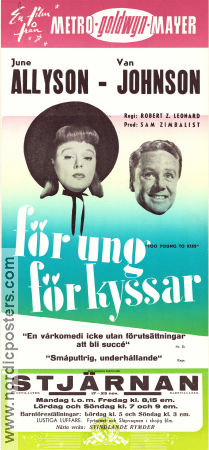 För ung för kyssar 1951 poster June Allyson Van Johnson Gig Young Robert Z Leonard