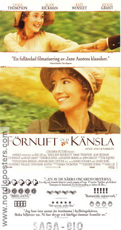Sense and Sensibility 1995 movie poster Emma Thompson Kate Winslet Ang Lee Writer: Jane Austen Romance
