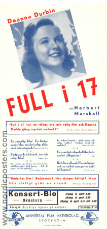 Full i 17 1938 poster Deanna Durbin Herbert Marshall Gail Patrick Norman Taurog Musikaler