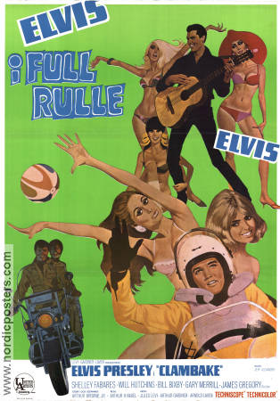 Clambake 1967 movie poster Elvis Presley Arthur H Nadel Musicals Motorcycles Ladies Rock and pop Cars and racing
