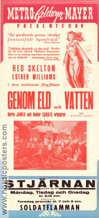 Genom eld och vatten 1944 poster Esther Williams Red Skelton Basil Rathbone George Sidney Musikaler