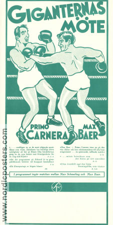 Primo Carnera and Max Baer 1934 movie poster Primo Carnera Max Baer Arthur Donovan Boxing Documentaries