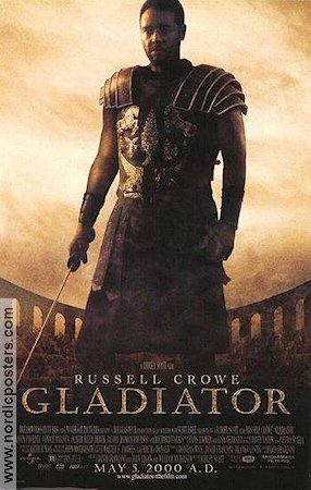 Gladiator 2000 poster Russell Crowe Joaquin Phoenix Connie Nielsen Ridley Scott Svärd och sandal