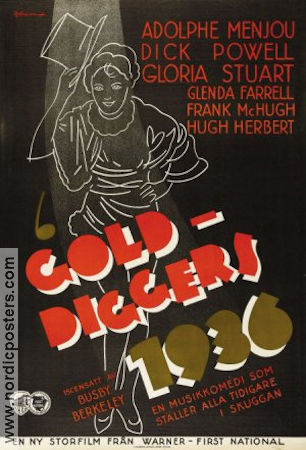 Gold Diggers 1936 1935 poster Dick Powell Adolphe Menjou Gloria Stuart Busby Berkeley Musikaler