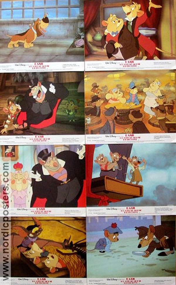 The Great Mouse Detective 1986 lobby card set Vincent Price Ron Clements Animation