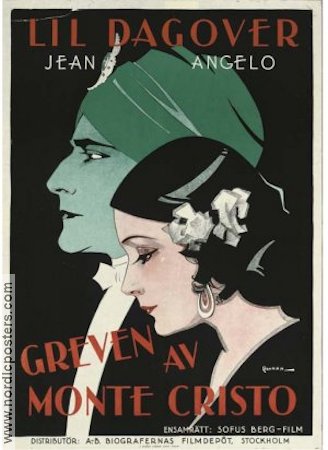 Greven av Monte Cristo 1929 movie poster Lil Dagover Jean Angelo