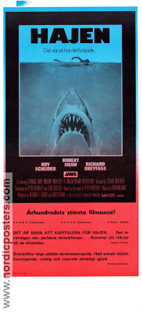 Jaws 1975 movie poster Roy Scheider Richard Dreyfuss Robert Shaw Steven Spielberg Fish and shark