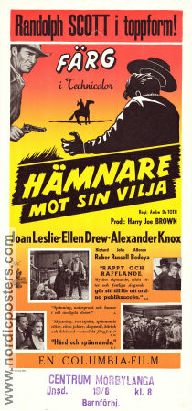 Hämnare mot sin vilja 1951 poster Randolph Scott Joan Leslie Ellen Drew André De Toth