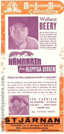 Hämnaren från klippiga bergen 1949 poster Wallace Beery Leo Carrillo Ann Rutherford Richard Thorpe