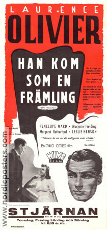 Han kom som en främling 1943 poster Laurence Olivier Penelope Dudley-Ward Marjorie Fielding Anthony Asquith