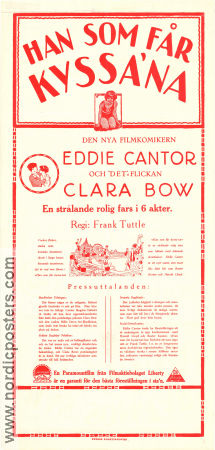 Han som får kyssa´na 1926 poster Eddie Cantor Clara Bow Billie Dove Frank Tuttle