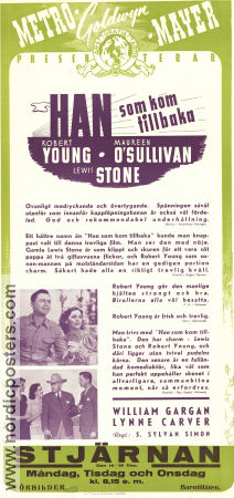 Han som kom tillbaka 1940 poster Robert Young Maureen O´Sullivan Lewis Stone S Sylvan Simon