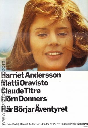 Här börjar äventyret 1965 movie poster Harriet Andersson Matti Oravisto Claude Titre Jörn Donner Production: Sandrews
