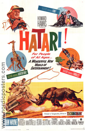 Hatari 1962 movie poster John Wayne Elsa Martinelli Howard Hawks