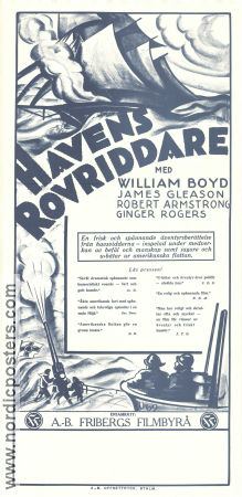 Havens rovriddare 1931 poster William Boyd Robert Armstrong James Gleason Albert S Rogell Skepp och båtar