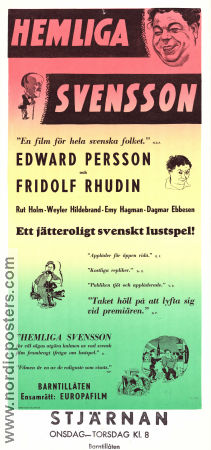 Hemliga Svensson 1933 poster Fridolf Rhudin Edvard Persson Weyler Hildebrand Schamyl Bauman