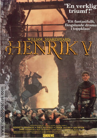 Henry V 1996 movie poster Paul Scofield Derek Jacobi Christian Bale Kenneth Branagh Writer: William Shakespeare