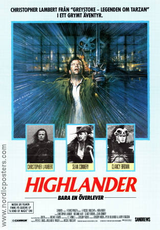 Highlander 1985 poster Christopher Lambert Sean Connery Clancy Brown Russell Mulcahy