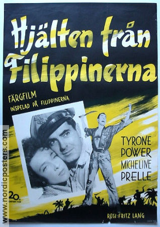 Hjälten från Filippinerna 1950 poster Tyrone Power Micheline Presle Tom Ewell Fritz Lang